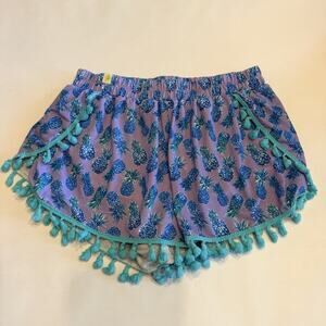 Simply Southern Women’s S/M Shorts Purple Pineapple Beach Tassel Fringe (A0135)